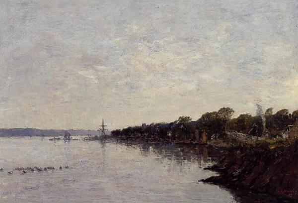Brest, The Banks Of The Harbor by Eugène-louis Boudin