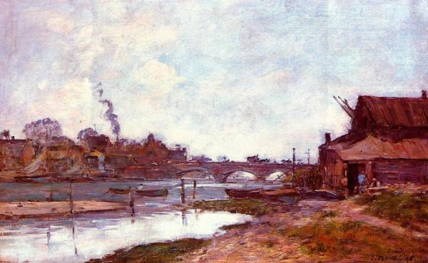 Bridge On The River Touques At Deauville by Eugène-louis Boudin