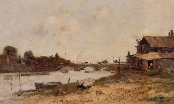 Bridge Over The Touques At Deauville by Eugène-louis Boudin