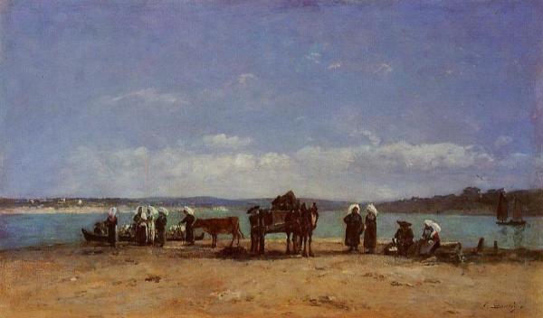 Brittany, Fishermen's Wives On The Shore by Eugène-louis Boudin