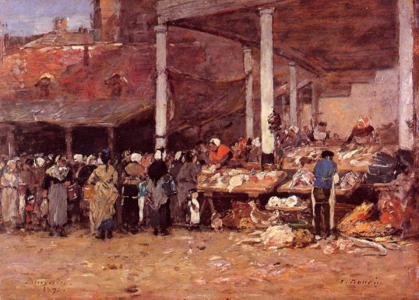 Brussels - The Old Fish Market by Eugène-louis Boudin