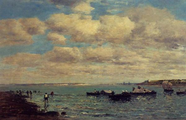 Camaret, Fishermen And Boats by Eugène-louis Boudin