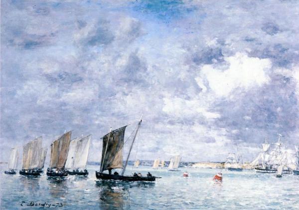 Camaret, Fishing Boats by Eugène-louis Boudin