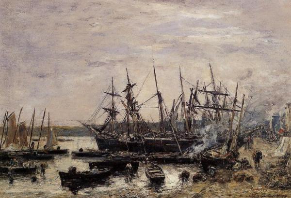 Camaret, Fishing Boats At Dock by Eugène-louis Boudin