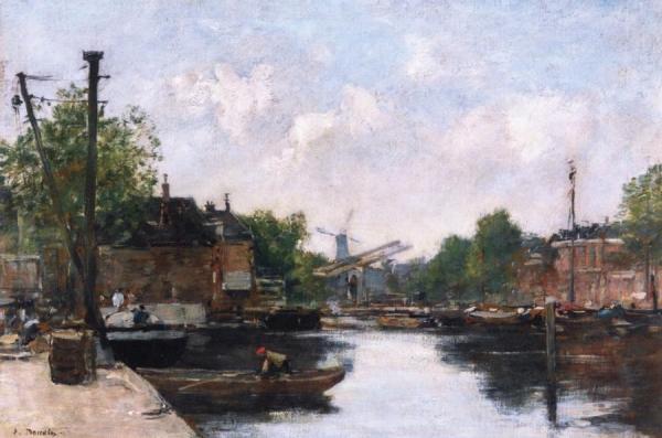 Canal In Rotterdam by Eugène-louis Boudin
