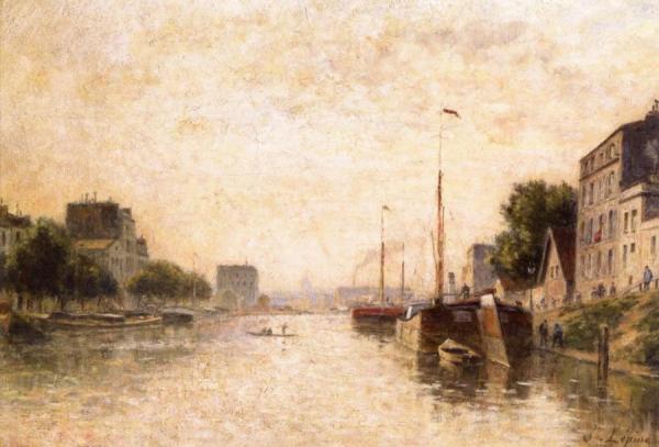 Canal Saint-denis, Paris by Eugène-louis Boudin
