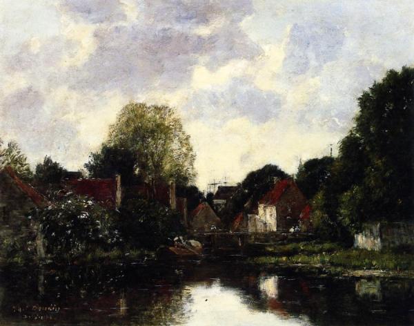 Canel Near Dordrecht by Eugène-louis Boudin