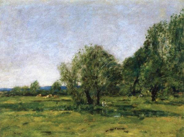 Caudebec-en-caux, Pond And Fisherman by Eugène-louis Boudin