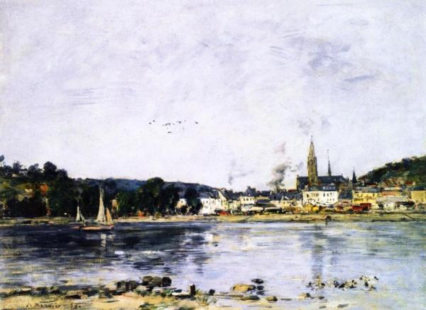 Caudebec-en-caux, The Quay On The Seine by Eugène-louis Boudin