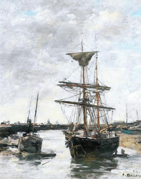 Chanel In Trouville, Low Tide by Eugène-louis Boudin