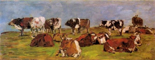 Cows In A Field by Eugène-louis Boudin