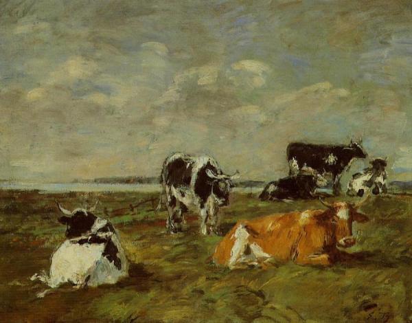 Cows Near The Sea by Eugène-louis Boudin