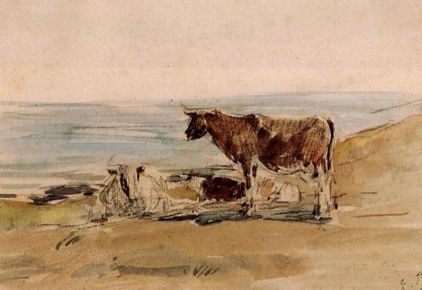 Cows Near The Shore by Eugène-louis Boudin