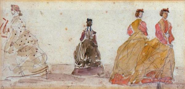 Crinolines by Eugène-louis Boudin