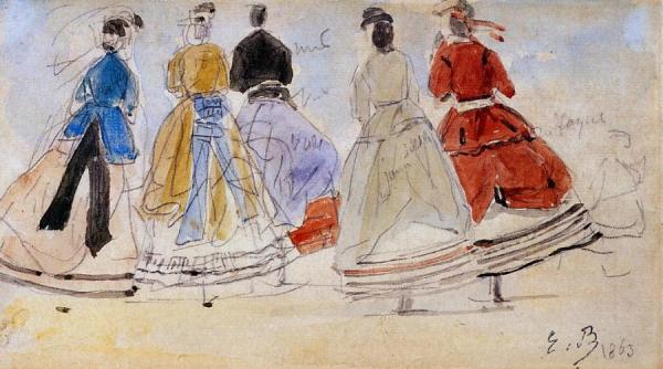 Crinolines by Eugène-louis Boudin