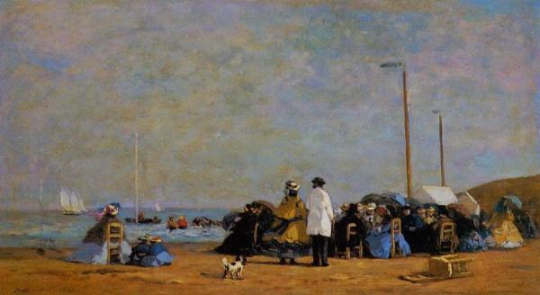 Crinolines On The Beach by Eugène-louis Boudin