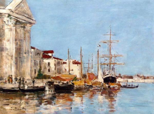 Customs House, Venice by Eugène-louis Boudin