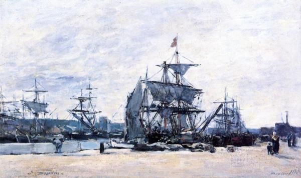 Deauville, Docked Boats by Eugène-louis Boudin