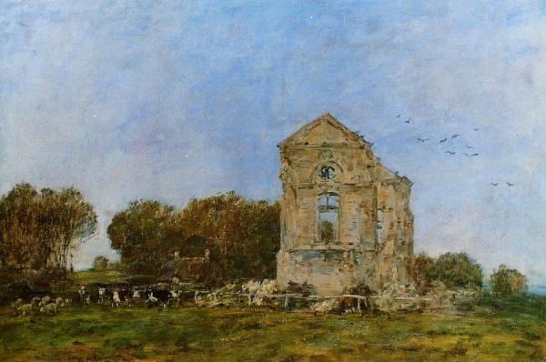 Deauville, Ruins Of The Chateau De Lassay by Eugène-louis Boudin