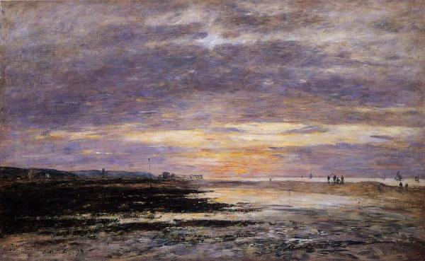 Deauville, Sunset On The Beach by Eugène-louis Boudin