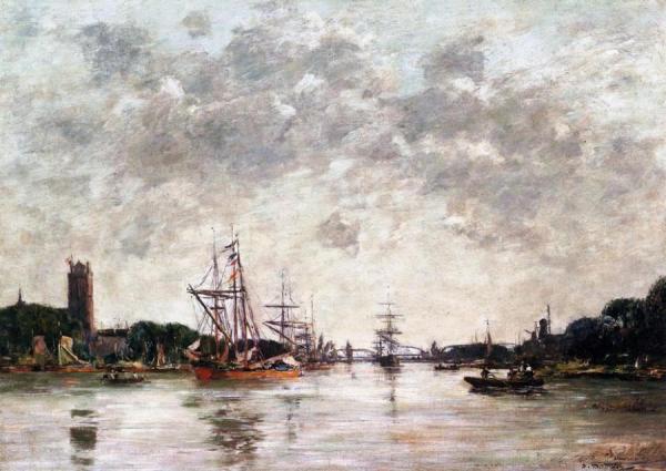 Dordrecht, Le Meuse, View Of Swandrecht by Eugène-louis Boudin