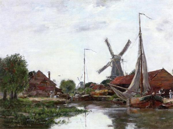 Dordrecht, Mill On The Meuse by Eugène-louis Boudin
