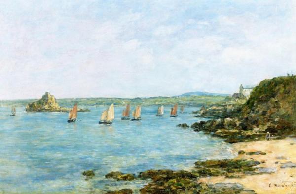 Douarnenez, Fishing Boats On The Bay by Eugène-louis Boudin