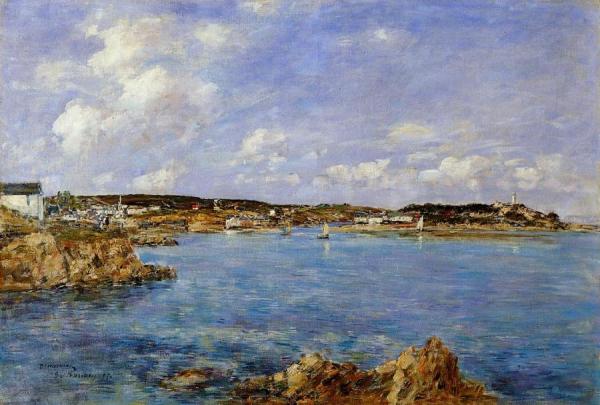 Douarnenez, The Bay, View Of I'ile Tristan by Eugène-louis Boudin