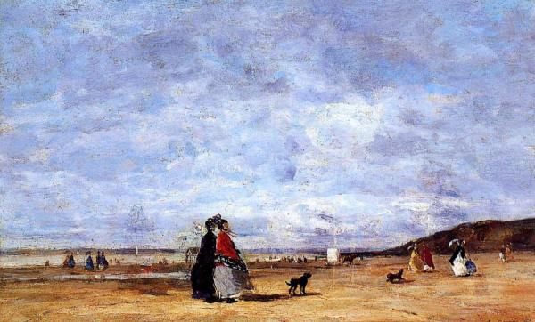 Elegant Women On The Beach by Eugène-louis Boudin