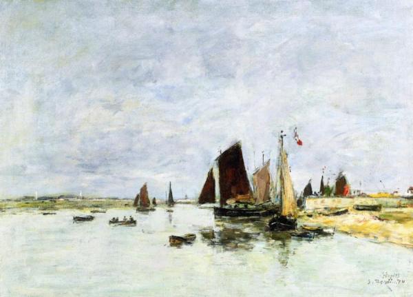 Etaples, Boats In Port by Eugène-louis Boudin