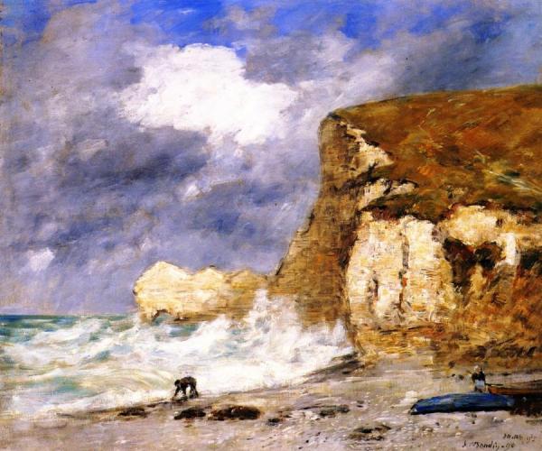 Etretat: The Amont Cliff In November by Eugène-louis Boudin