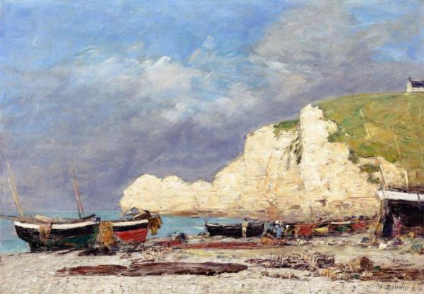Etretat, The Falaise D'amont by Eugène-louis Boudin