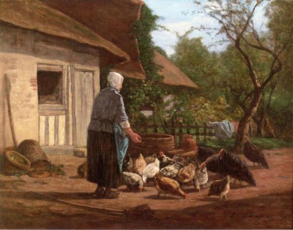 Eugène-louis Boudin Farm Yard In Normandy