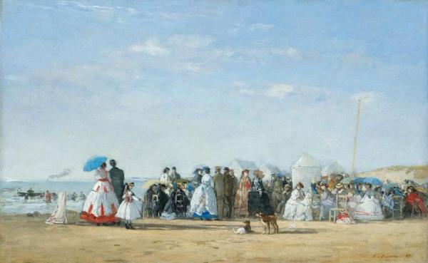 Fashionable Figures On The Beach by Eugène-louis Boudin