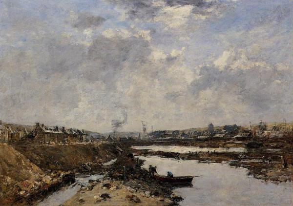Fecamp, The Inner Port Under Construction by Eugène-louis Boudin