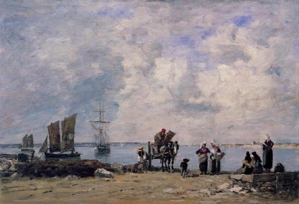 Fishermen's Wives At The Seaside by Eugène-louis Boudin