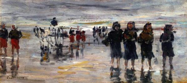 Fishers Returning From The Beach by Eugène-louis Boudin
