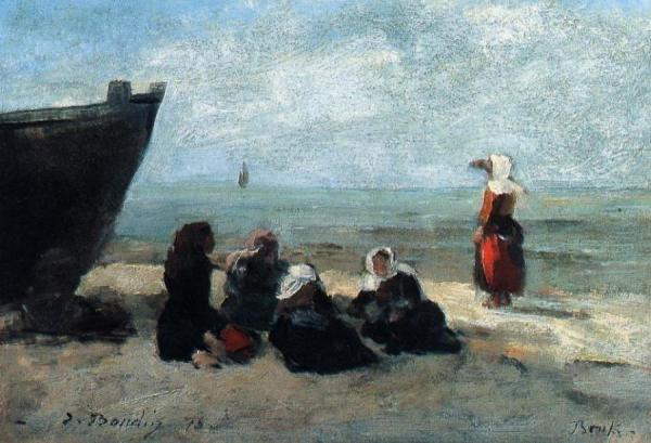 Fisherwives Waiting For The Boats To Return by Eugène-louis Boudin
