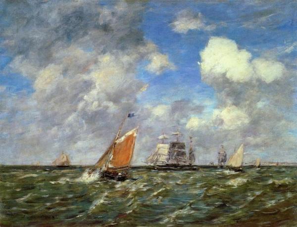 Fishing Boats by Eugène-louis Boudin