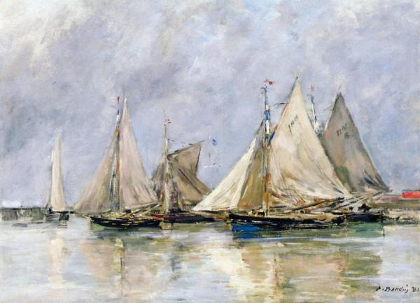 Fishing Boats At Trouville by Eugène-louis Boudin