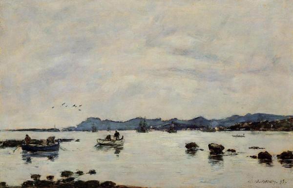 Golfe-juan, The Bay And The Mountains Of Esterel by Eugène-louis Boudin