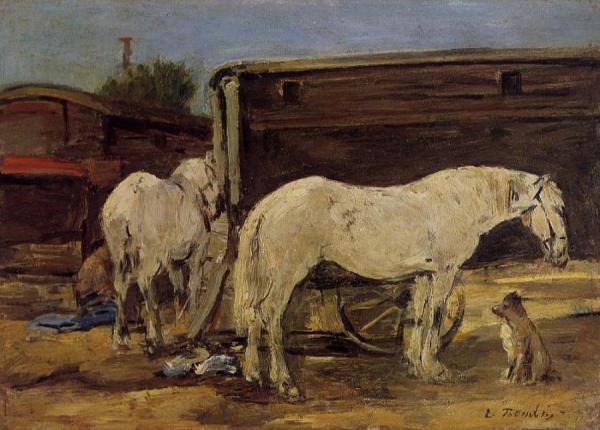 Gypsy Horses by Eugène-louis Boudin