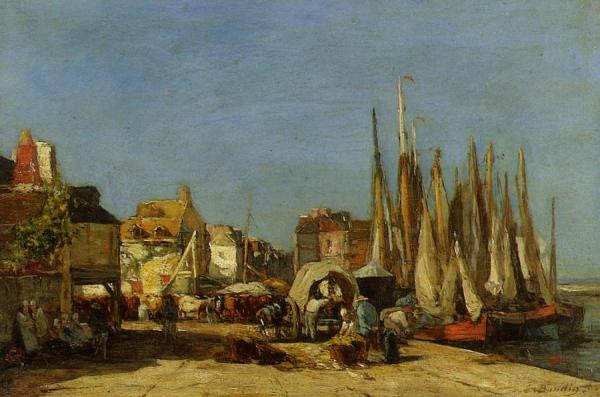 Honfleur, The Quarantine Dock And The Cattle Market by Eugène-louis Boudin