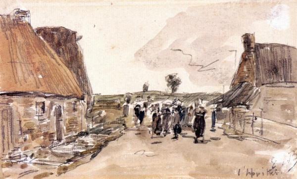 Hospital - Camfrout by Eugène-louis Boudin