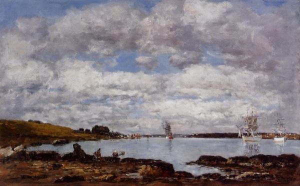 Kerhorl, The Bay, Mouth Of The River Landerneau by Eugène-louis Boudin