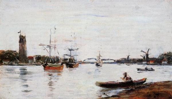 La Meuse At Dordrecht by Eugène-louis Boudin