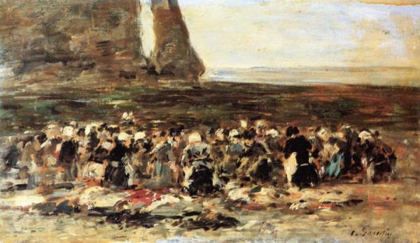 Laundresses At Etretat by Eugène-louis Boudin
