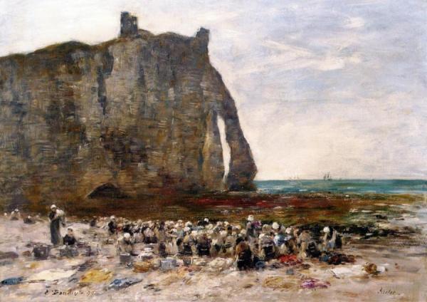 Laundresses At Etretat by Eugène-louis Boudin