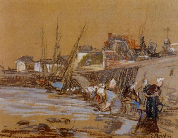 Laundresses In The Port Of Honfleur by Eugène-louis Boudin