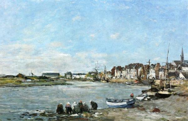 Laundresses On The Banks Of The Port Of Trouville by Eugène-louis Boudin